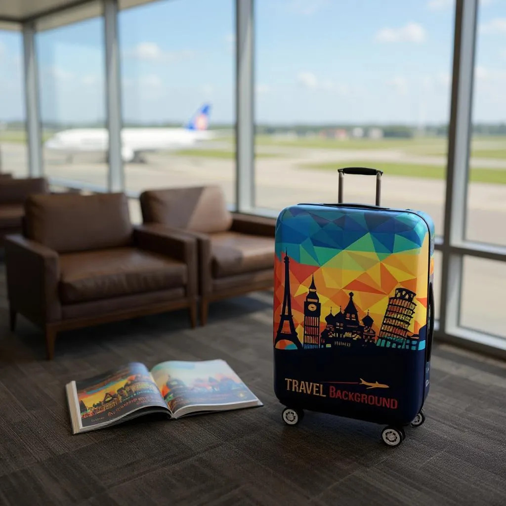 Gambar produk TravGuard Sarung Koper Elastis Polyester Spandex Suitcase Cover M Scenic Spot 2 - H-22