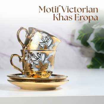 Gambar produk SF Set Cangkir Kopi Keramik 6in1 Electroplating Tea Coffee Cup 100ml A - SF141