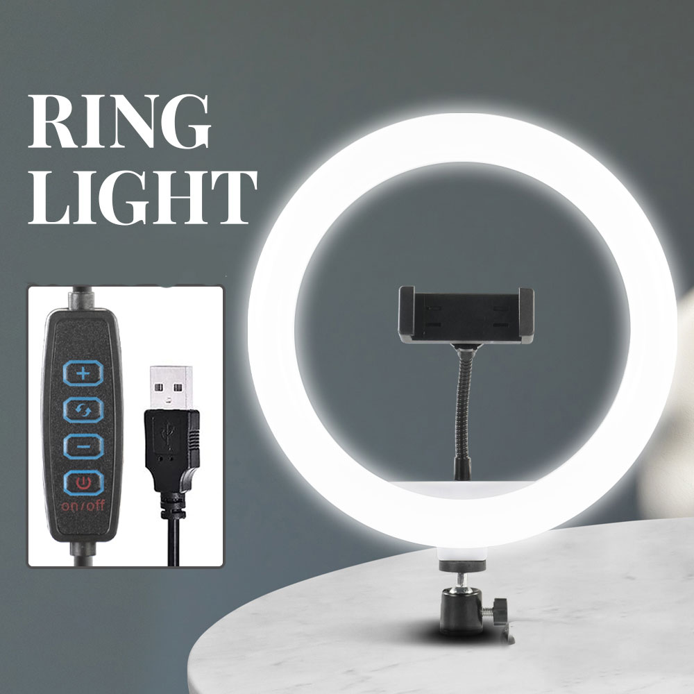 Gambar produk POFOKO Lampu Ring Light LED 3in1 Color Tripod Holder USB 25cm - QX-260