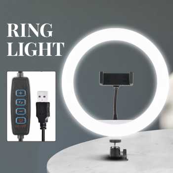 Gambar produk POFOKO Lampu Ring Light LED 3in1 Color Tripod Holder USB 25cm - QX-260