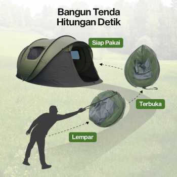 Gambar produk KingRunning Tenda Camping Lipat Otomatis 3-4 Orang Single Layer - S-T414