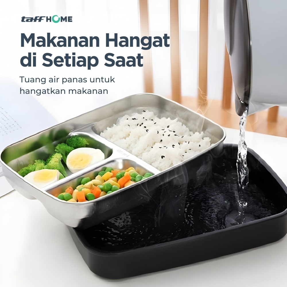Gambar produk TaffHOME Kotak Makan Lunch Box Stainless Steel 3 Grid 1L - OU1000