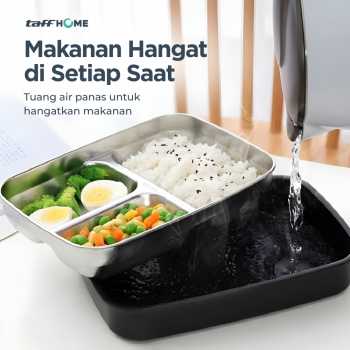 Gambar produk TaffHOME Kotak Makan Lunch Box Stainless Steel 3 Grid 1L - OU1000