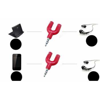Gambar produk TaffSTUDIO Splitter Audio U Shape 3.5mm ke Headphone dan Mic - K0650