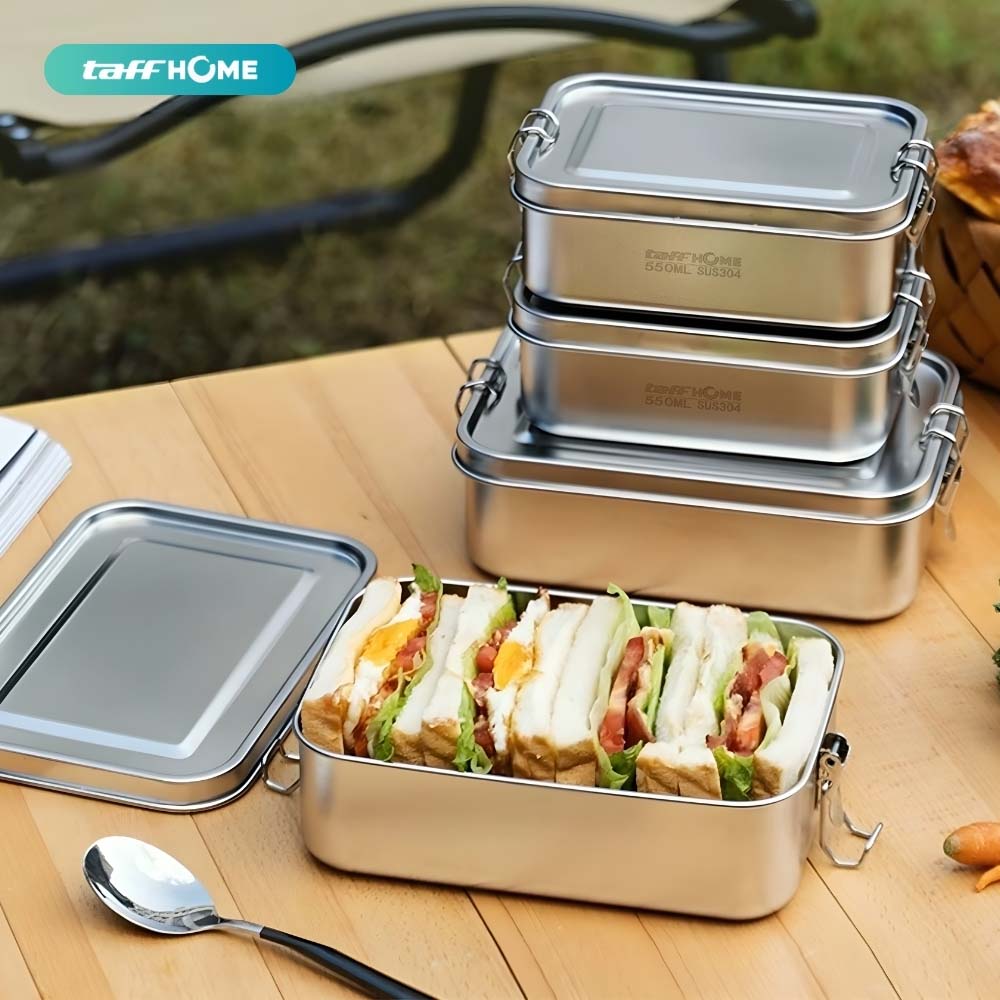 Gambar produk TaffHOME Kotak Makan Lunch Box Stainless Steel Single Layer 550ml - UP55