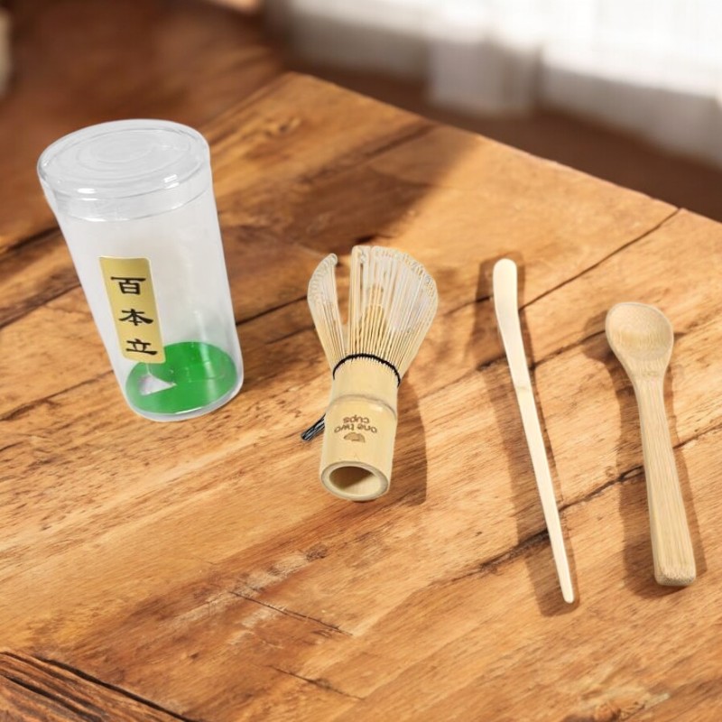 Gambar produk One Two Cups Chasen Bamboo Whisk Matcha Pengaduk Teh Jepang 3in1 - WT03