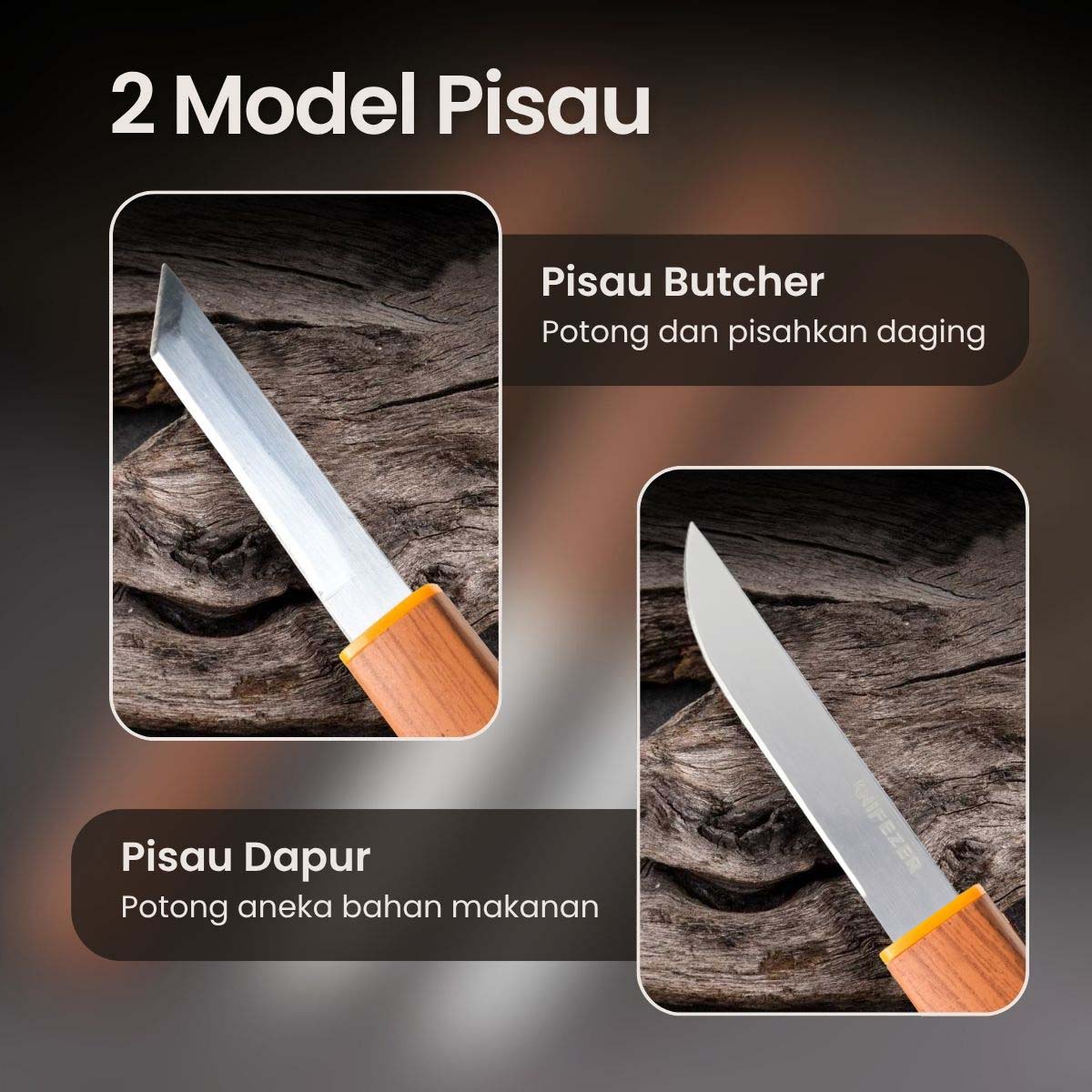 Gambar produk KNIFEZER Pisau Dapur Serbaguna 2in1 Stainless 5Cr13MoV Kitchen Knife - SJA0-87