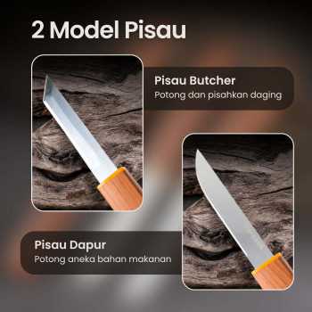 Gambar produk KNIFEZER Pisau Dapur Serbaguna 2in1 Stainless 5Cr13MoV Kitchen Knife - SJA0-87