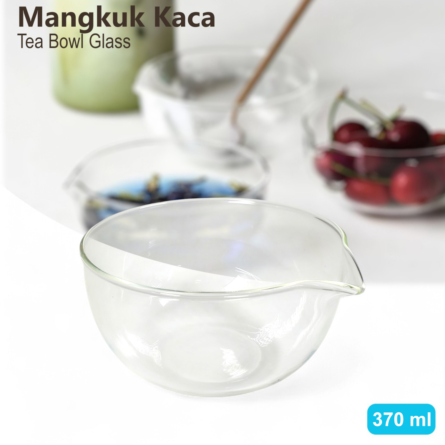 Gambar produk COOKYU Mangkuk Kaca Chawan Matcha Japanese Tea Bowl Glass Transparent 370ml - CO7