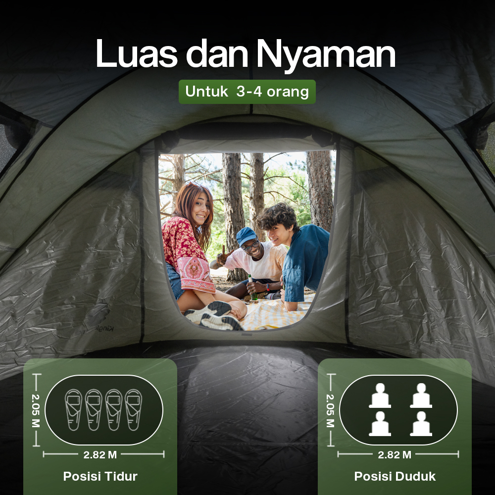 Gambar produk KingRunning Tenda Camping Lipat Otomatis 3-4 Orang Single Layer - S-T414
