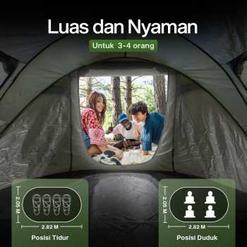 Gambar produk KingRunning Tenda Camping Lipat Otomatis 3-4 Orang Single Layer - S-T414