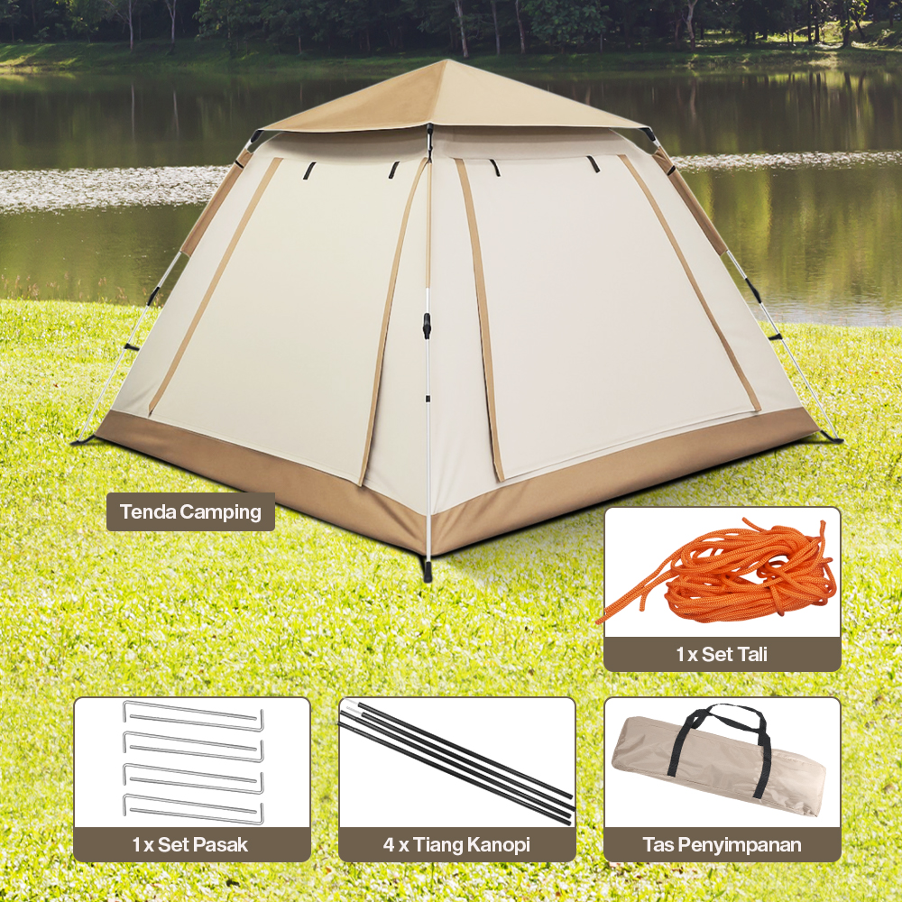 Gambar produk WolFAce Tenda Camping Lipat Otomatis 3-4 Orang Single Layer Waterproof - CT-XML-9-1
