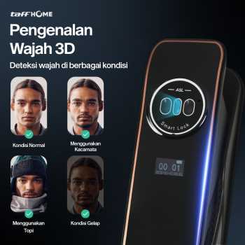 Gambar produk TaffHOME Smart Door Lock Fingerprint 3D Face Recognition Card Xhome - X5