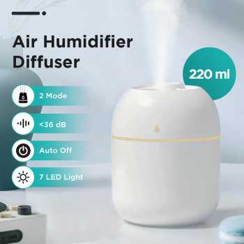Vinkkatory Air Humidifier Mini Car Home Ultrasonic Diffuser LED 220ml - GB476