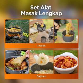 Gambar produk AstaGear Alat Masak Outdoor Camping Nesting Cooking Aluminium 7 in 1 - DS-308