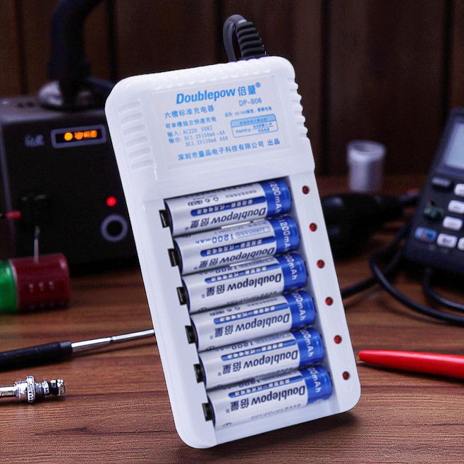 Gambar produk Doublepow Charger Baterai Rechargeable 6 Slot AA AAA with AA AAA 6 PCS - DP-B06