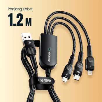Gambar produk ESSAGER Kabel Data 3in1 Type C Micro Lighting Fast Charging 66W 1.2M - EXCMTL-XJ01