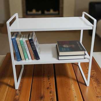 AOLIVIYA Rak Buku Minimalis DIY Table Bookshelf Organizer Double Layer - AO40