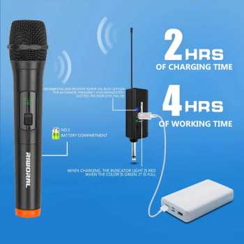 Gambar produk RIWORAL Mikrofon Karaoke Wireless Cardioid Microphone 2.4G 800mAh - RI-28
