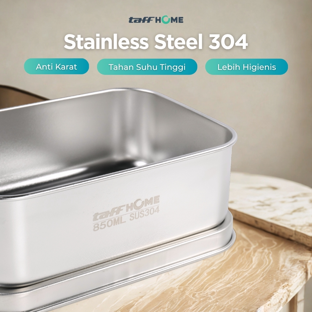 Gambar produk TaffHOME Kotak Makan Lunch Box Stainless Steel Single Layer 850ml - U-30