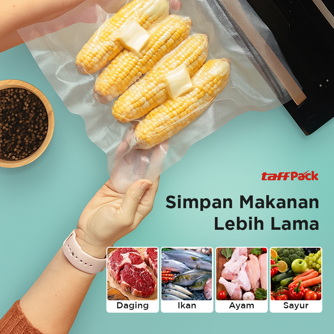 Gambar produk TaffPACK Plastik Vacuum Makanan Sealer Storage Bag 100 PCS 28x50cm - HK-08