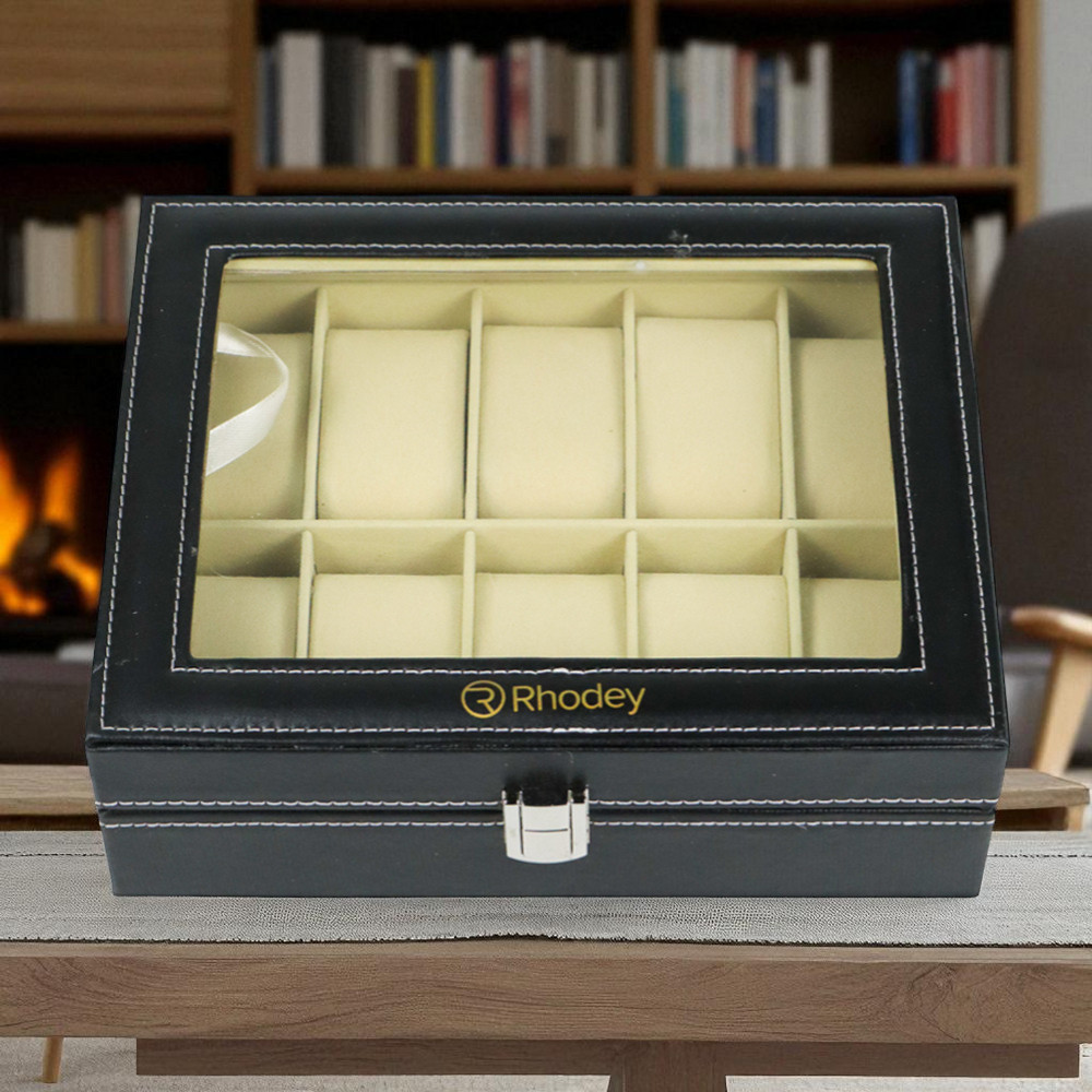 Gambar produk Rhodey Kotak Jam Tangan Luxury Elegant Watch Box PU Leather 10 Slot - Z-0003