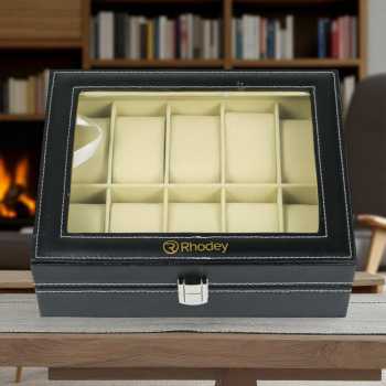 Gambar produk Rhodey Kotak Jam Tangan Luxury Elegant Watch Box PU Leather 10 Slot - Z-0003