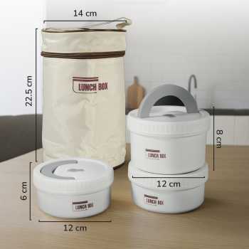 Gambar produk SUNGMAOY Kotak Makan Tahan Panas Lunch Box 3in1 470ml 650ml with Bag - SM31