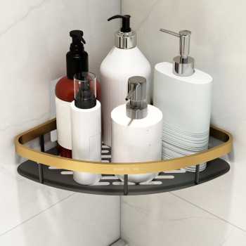 Gambar produk TaffHOME Rak Kamar Mandi Aluminium Triangular Bathroom Corner Shelf - RG2A