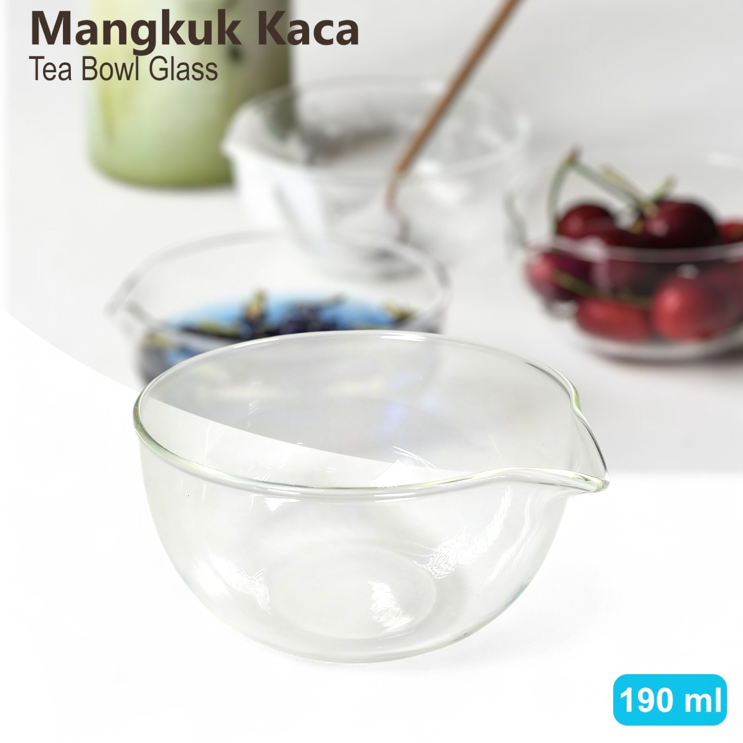 Gambar produk COOKYU Mangkuk Teh Chawan Kaca Transparent Japanese Matcha Bowl 190ml - CO7