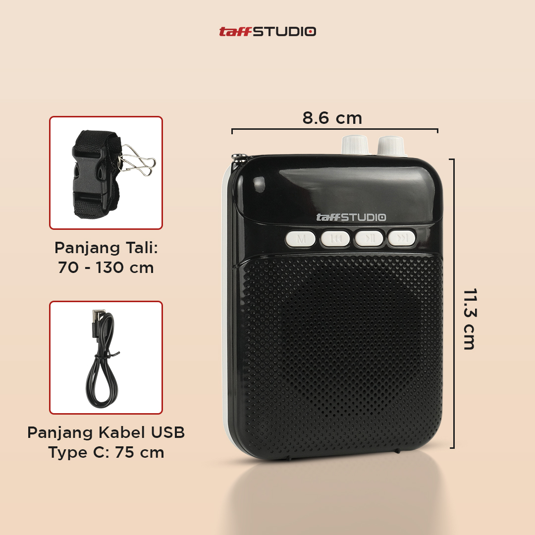 Gambar produk TaffSTUDIO Speaker Pinggang Bluetooth Voice Amplifier Wired 8W - S26