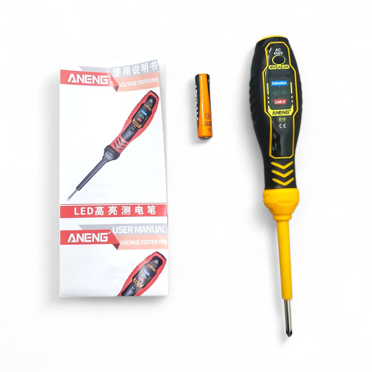 Gambar produk ANENG Obeng Tespen Tester Pen Highlight Voltage With 3 Indicator Obeng Plus - B18