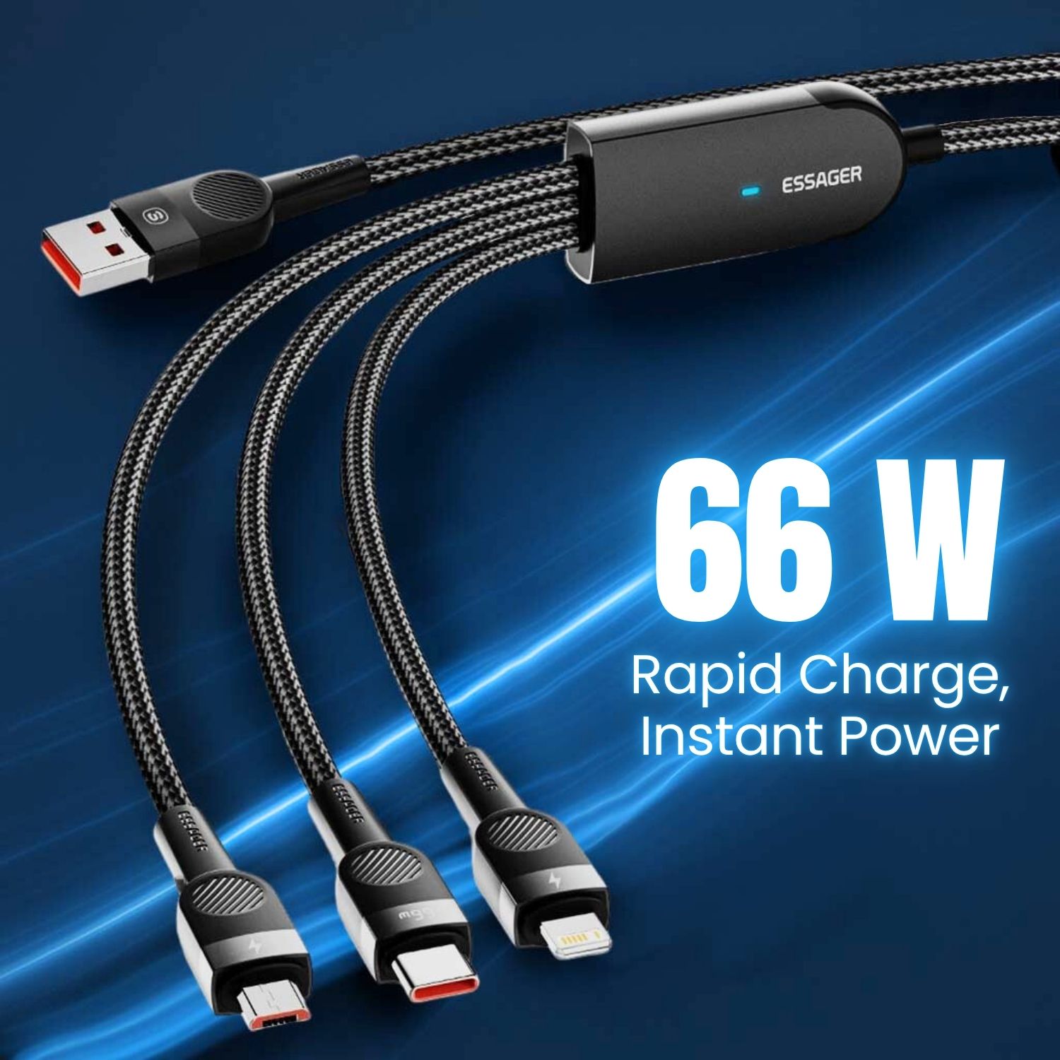 Gambar produk ESSAGER Kabel Data 3in1 Type C Micro Lighting Fast Charging 66W 1.2M - EXCMTL-XJ01
