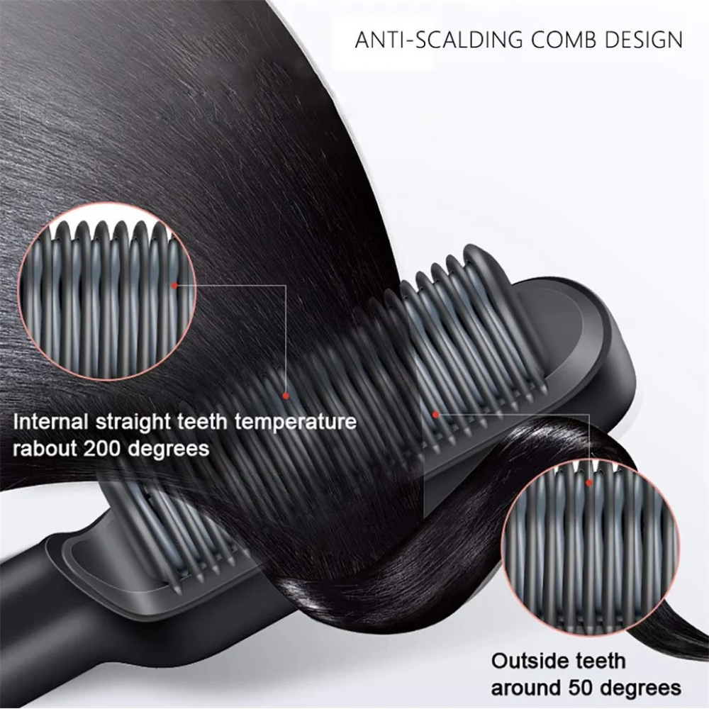 Gambar produk POURCARE Sisir Catok Pelurus Rambut Hair Straightener Brush 45W - ML-909