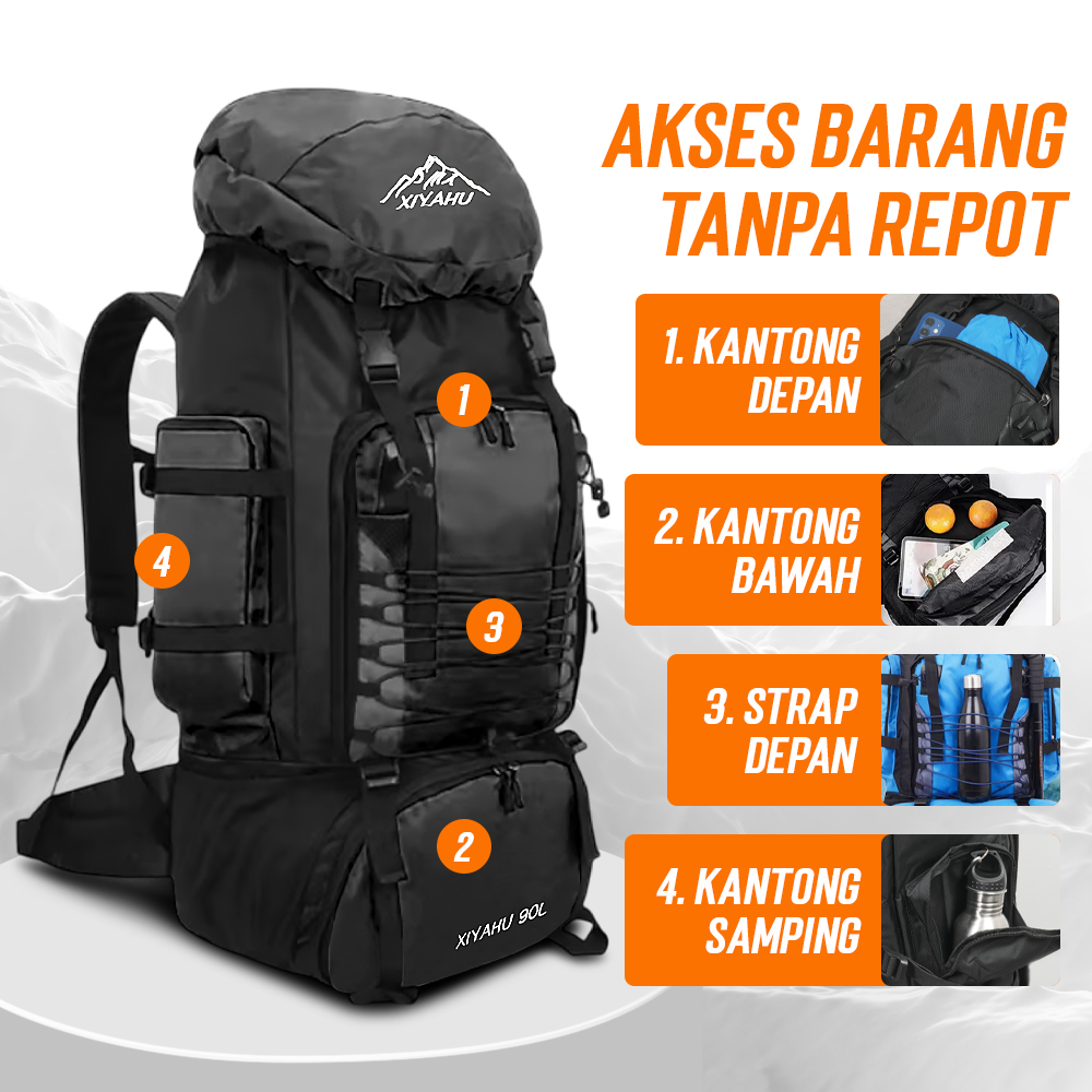 Gambar produk XIYAHU Tas Gunung Carrier Bag Travel Backpack Waterproof 90L - SIG3D