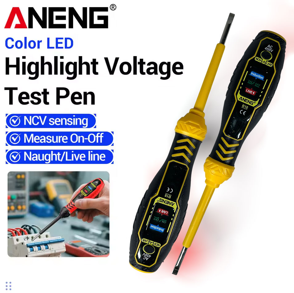 Gambar produk ANENG Obeng Tespen Tester Pen Highlight Voltage With 3 Indicator Obeng Minus - B18