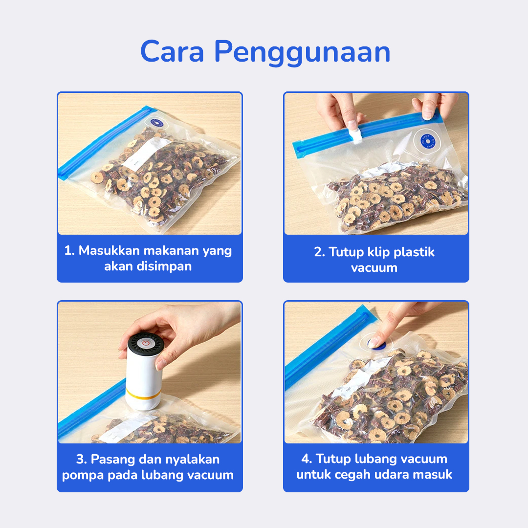 Gambar produk DMJ Plastik Vacuum Makanan Reusable Storage Bag BPA Free 10 PCS 30x34cm - D400