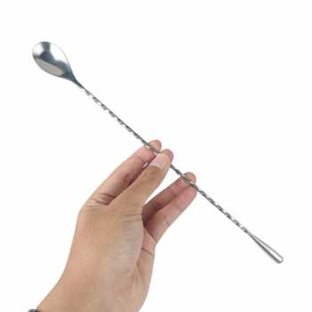 Gambar produk BalmyDays Long Bar Spoon Cocktail Sendok Pengaduk Panjang 30.2cm - BD16