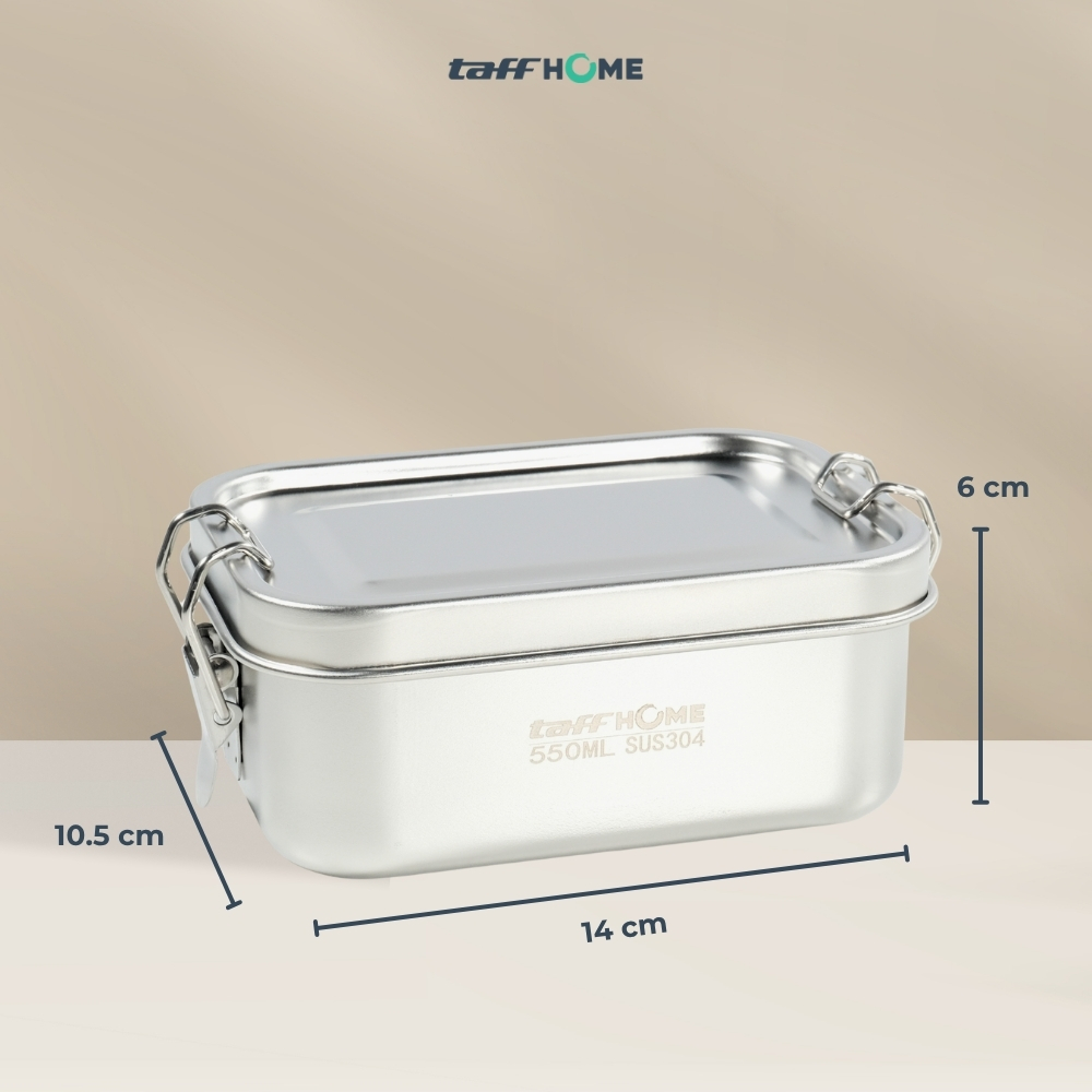 Gambar produk TaffHOME Kotak Makan Lunch Box Stainless Steel Single Layer 550ml - UP55