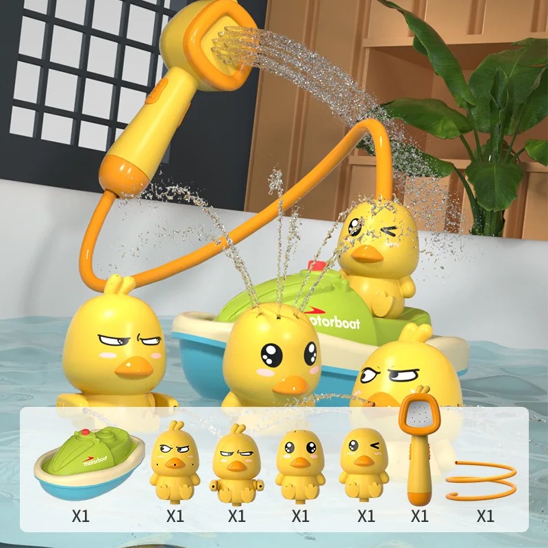 Gambar produk BAKA Mainan Mandi Anak Cute Duck Bathtub Boat Toy Water Spray Toddlers - INU132