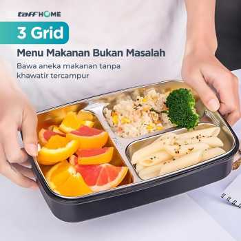 Gambar produk TaffHOME Kotak Makan Lunch Box Stainless Steel 3 Grid 1L - OU1000