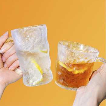 Gambar produk Qianli Gelas Kaca Tea Soda Glass Ice Glacier Hammer Pattern 330ml - ZB129