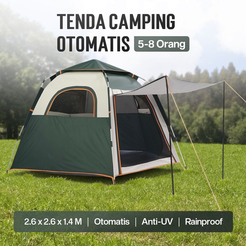 Gambar produk AstaGear Tenda Camping Lipat Otomatis 5-8 Orang Double Layer Rainproof - SH-015