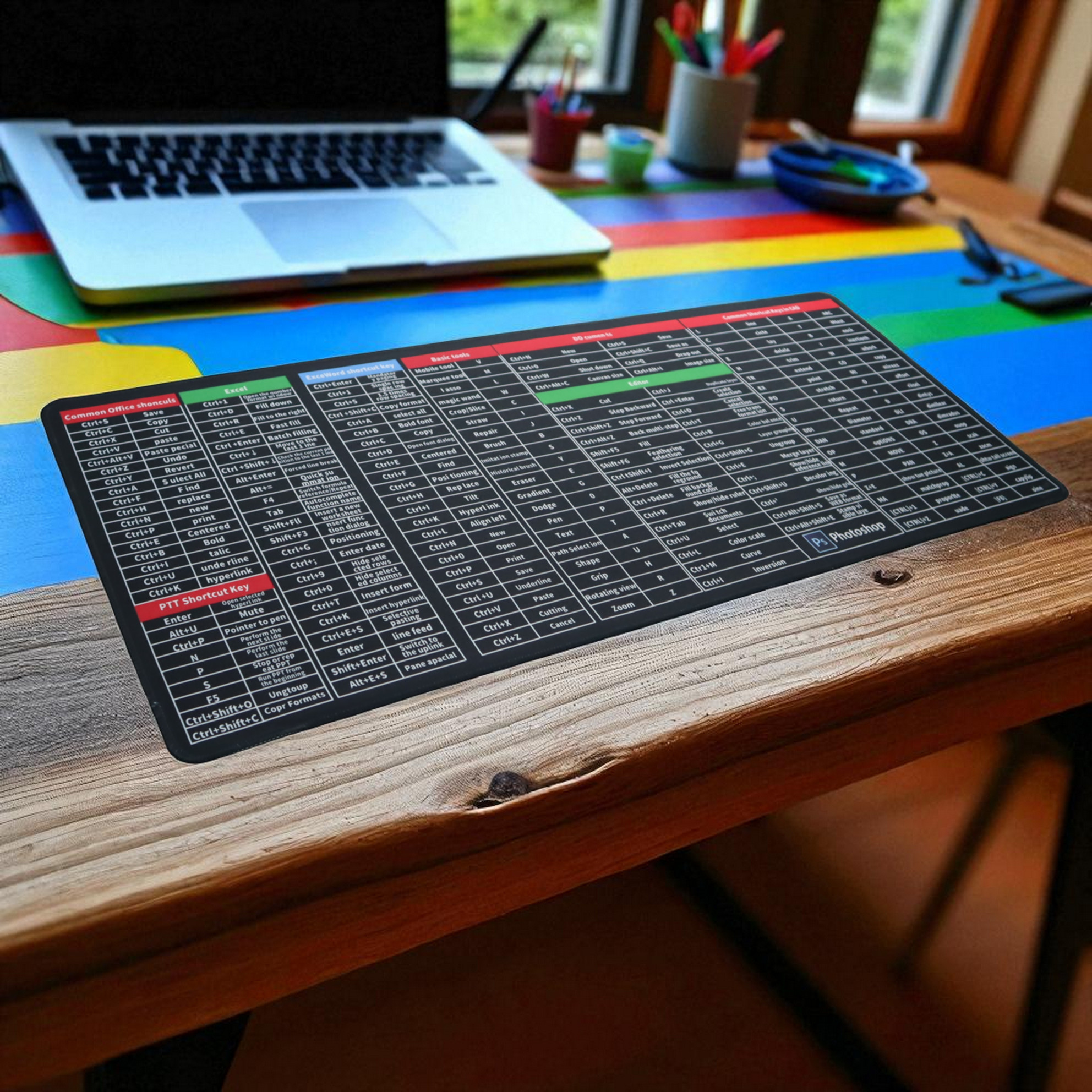 Gambar produk Mousey Office Mouse Pad Desk Mat Motif Keyboard Shortcuts Anti Slip 400x900x2mm - MOS002