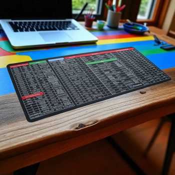 Mousey Office Mouse Pad Desk Mat Motif Keyboard Shortcuts Anti Slip - MOS002