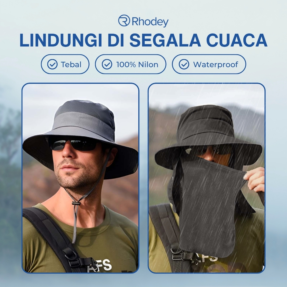 Gambar produk Rhodey Topi Rimba Outdoor Anti UV Waterproof Boonie Hat Polyester - GL001
