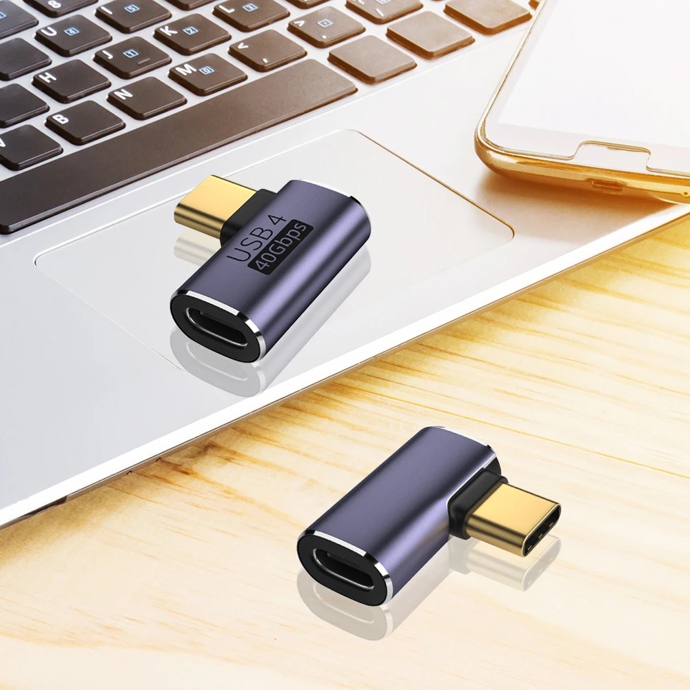 Gambar produk AOLLON USB Type C 4.0 Female Male Adaptor Side Head 40 Gbps - BK-42