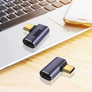Gambar produk AOLLON USB Type C 4.0 Female Male Adaptor Side Head 40 Gbps - BK-42
