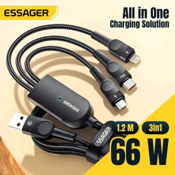 ESSAGER Kabel Data 3in1 Type C Micro Lighting Fast Charging 66W 1.2M - EXCMTL-XJ01