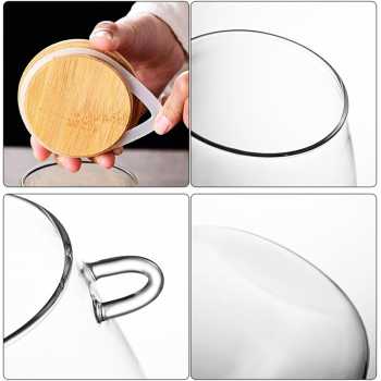 Gambar produk Selemz Toples Kaca Glass Food Storage Vintage Wooden with Spoon 600ml - INU144